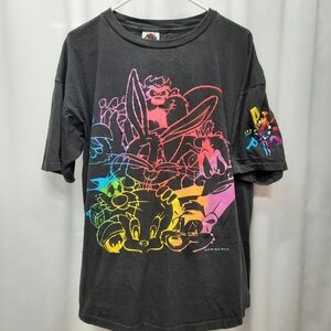 Loony Tunes Adult Size XL 1991 Graphic Tees Cartoons 90s Neon Vintage